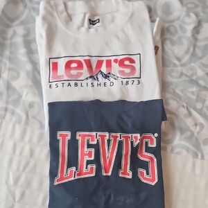 Levi's Red Logo T-Shirts in White and Navy